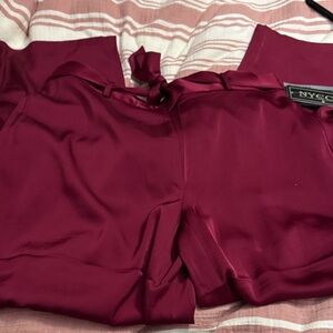 NYC Deep Red Satin Trousers